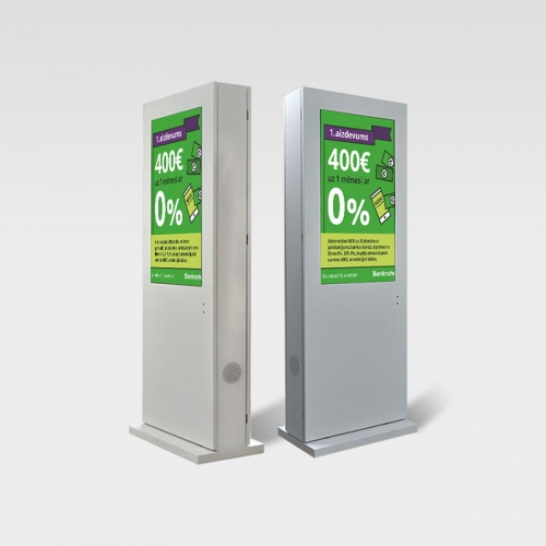 Grey color Straight corner AC cooling outdoor signage kiosk